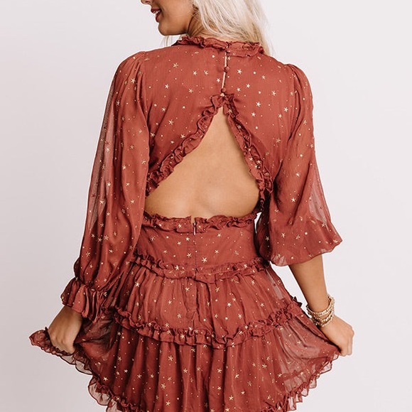 Cosmic Star Ruffle Open Back Mini Dress - Picture 3 of 13